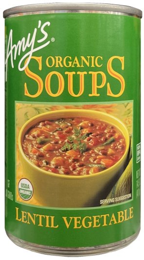 (image for) AMY'S ORGANIC LENTIL VEGETABLES SOUPS