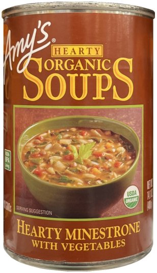 (image for) AMY'S ORGANIC HEARTY MINESTRONE WITH VEGETABLES SOUPS