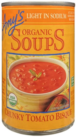 (image for) AMY'S ORGANIC CHUNKY TOMATO BISQUE SOUPS LIGHT IN SODIUM