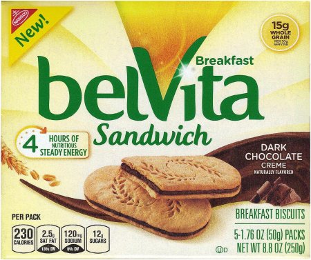 (image for) BELVITA DARK CHOCOLATE CREAM SANDWICH BREAKFAST BISCUITS