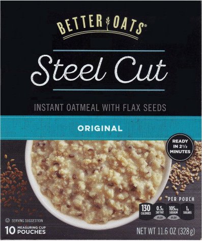 (image for) BETTER OATS STEEL CUT INSTANT OATMEAL WITH FLAX ORIGINAL