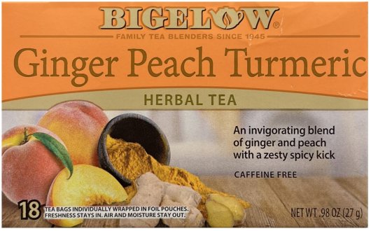 (image for) BIGELOW GINGER PEACH TURMERIC HERBAL TEA