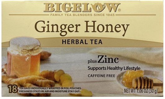 (image for) BIGELOW GINGER HONEY PLUS ZINC HERBAL TEA