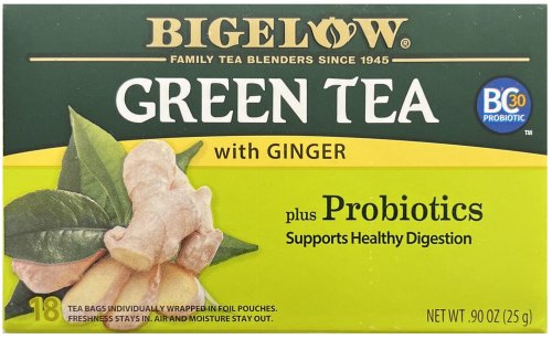 (image for) BIGELOW GREEN TEA WITH GINGER PLUS PROBIOTICS