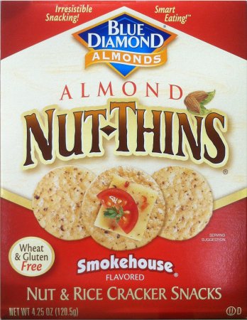 (image for) BLUE DIAMOND ALMOND NUT THINS NUT & RICE CRACKERS SMOKEHOUSE