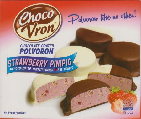 (image for) CHOCOVRON POLVORON CHOCOLATE COATED STRAWBERRY CRISPED RICE