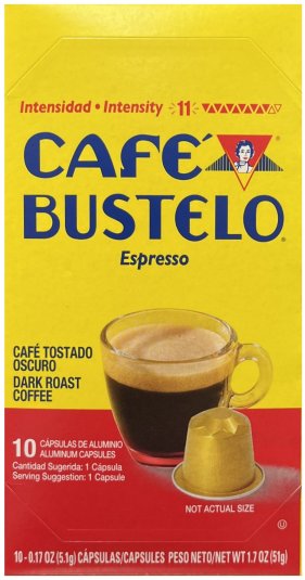 (image for) CAFE' BUSTELO ESPRESSO COFFEE DARK ROAST INTENSITY 11 CAPSULES