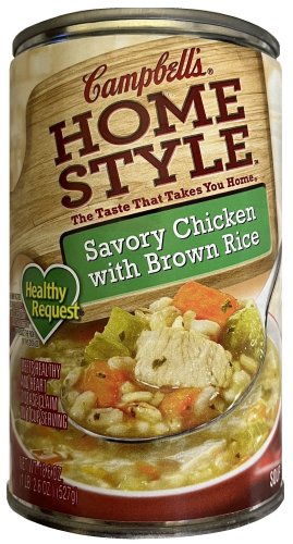 (image for) CAMPBELL'S HOME STYLE SAVORY CHICKEN WITH BROWN RICE SOUP