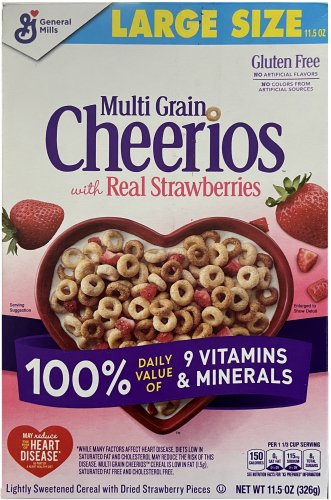 (image for) GENERAL MILLS CHEERIOS MULTI GRAIN WITH REAL STRAWBERRIES