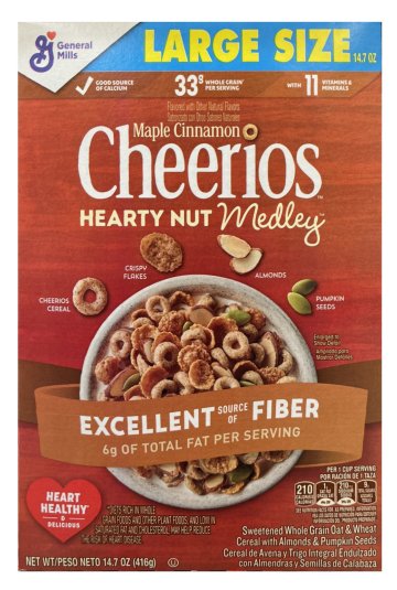 (image for) GENERAL MILLS CHEERIOS HEARTY NUT MEDLEY MAPLE CINNAMON