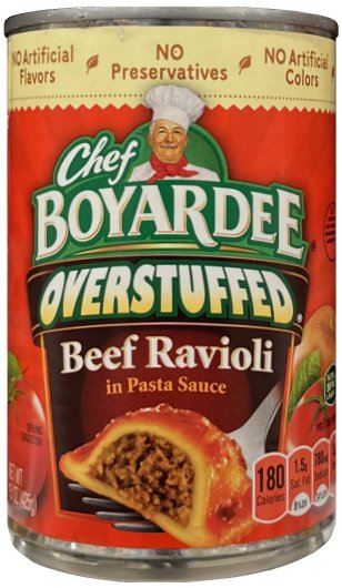 (image for) CHEF BOYARDEE OVERSTUFFED BEEF RAVIOLI IN PASTA SAUCE