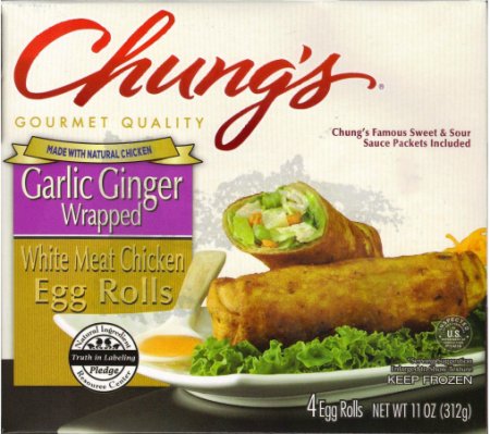 (image for) CHUNG'S GARLIC GINGER WRAPPED WHITE MEAT CHICKEN EGG ROLLS