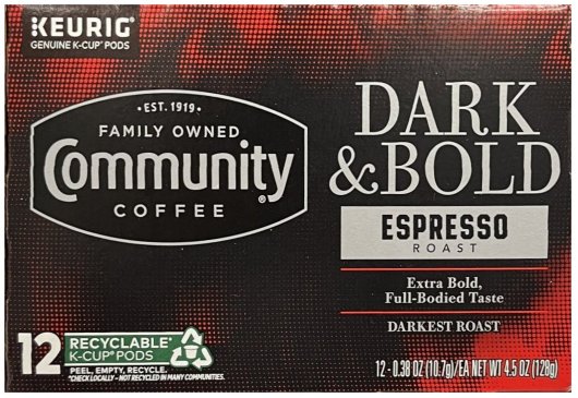 (image for) COMMUNITY COFFEE DARK & BOLD ESPRESSO ROAST K-CUP PODS