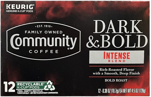 (image for) COMMUNITY COFFEE DARK & BOLD INTENSE BLEND BOLD ROAST K-CUP PODS