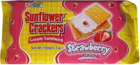 (image for) CROLEY SUNFLOWER CRACKERS STRAWBERRY CREAM SANDWICH