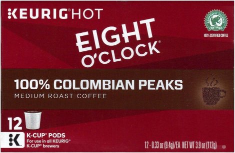 (image for) EIGHT O'CLOCK 100% COLOMBIAN PEAKS MEDIUM ROAST K-CUP PODS