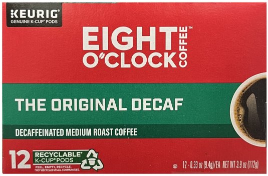 (image for) EIGHT O'CLOCK THE ORIGINAL DECAF DECAFFEINATED MEDIUM ROAST COFFEE K-CUP PODS