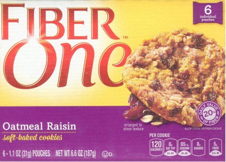 (image for) FIBER ONE OATMEAL RAISIN SOFT BAKED COOKIES