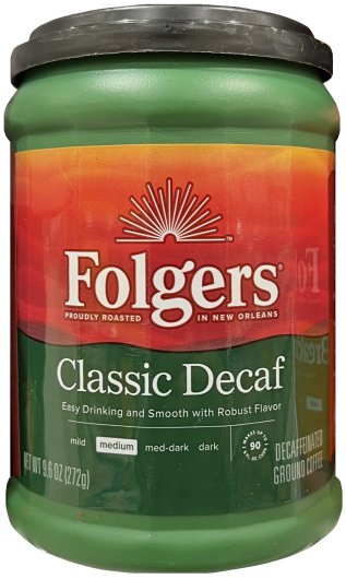 (image for) FOLGERS CLASSIC DECAF MEDIUM ROASTED DECAFFEINATED GROUND COFFEE