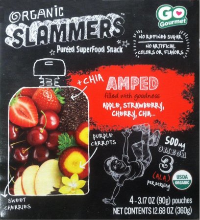 (image for) GO GOURMET ORGANIC SLAMMERS PUREED SUPERFOOD SNACK AMPED