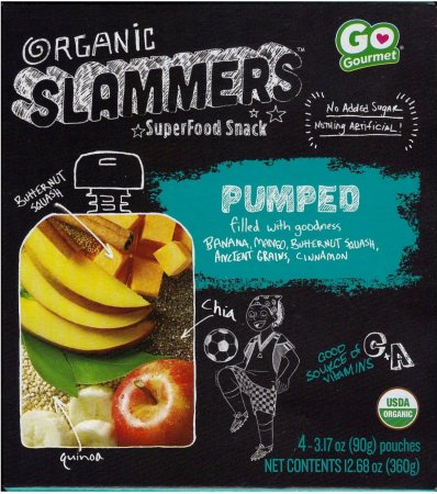 (image for) GO GOURMET ORGANIC SLAMMERS PUREED SUPERFOOD SNACK PUMPED