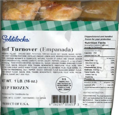 (image for) GOLDILOCKS BEEF TURNOVER EMPANADA