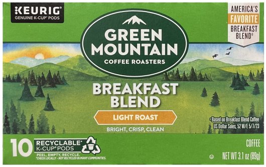 (image for) GREEN MOUNTAIN BREAKFAST BLEND LIGHT ROAST COFFEE K-CUP PODS