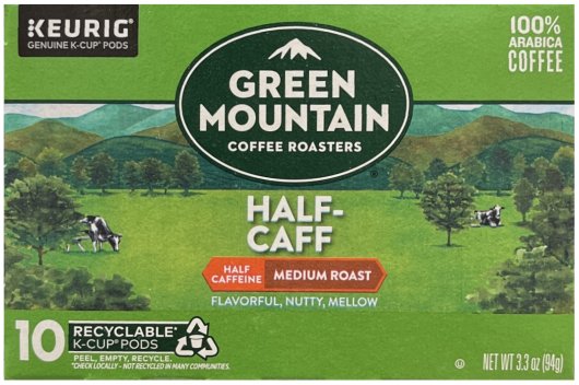 (image for) GREEN MOUNTAIN HALF-CAFF HALF CAFFEINE MEDIUM ROAST COFFEE K-CUP PODS