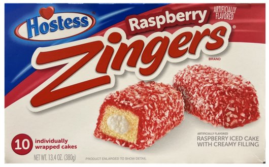 (image for) HOSTESS ZINGERS RASPBERRY ICED CAKE WITH CREAMY FILLING