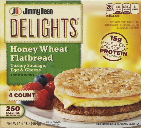 (image for) JIMMY DEANS DELIGHTS TURKEY SAUSAGE EGG CHEESE SANDWICHES