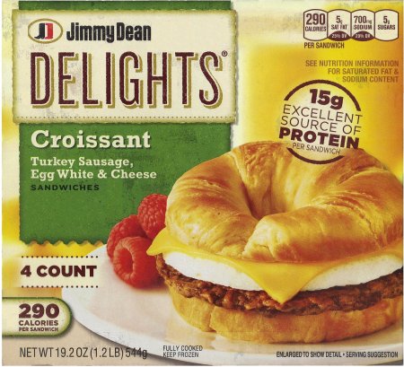 (image for) JIMMY DEANS DELIGHTS TURKEY SAUSAGE EGG WHITE CHEESE SANDWICHES