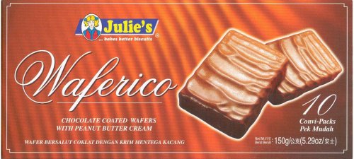 (image for) JULIE'S CHOCOLATE COATED WAFERS WITH PEANUT BUTTER CREAM FILLING