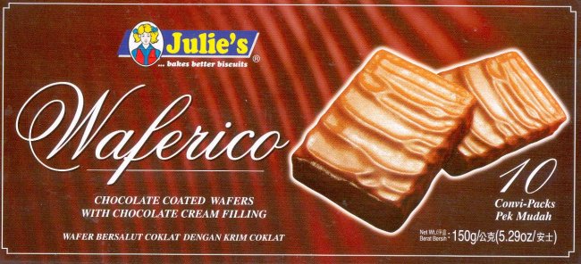 (image for) JULIE'S CHOCOLATE COATED WAFERS WITH CHOCOLATE CREAM FILLING