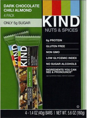 (image for) KIND NUT & SPICES DARK CHOCOLATE CHILI ALMOND BARS