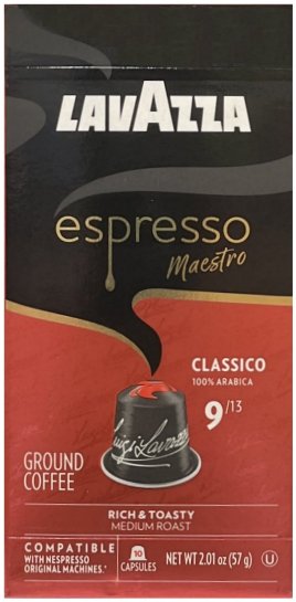 (image for) LAVAZZA ESPRESSO MAESTRO CLASSICO COFFEE MEDIUM ROAST INTENSITY 9 CAPSULES