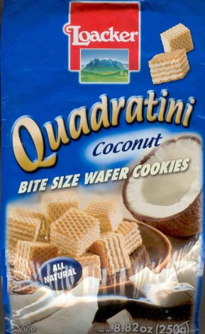 (image for) LOACKER QUADRATINI BITE SIZE COCONUT WAFER COOKIES