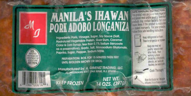 (image for) MANILA'S IHAWAN PORK ADOBO LONGANIZA