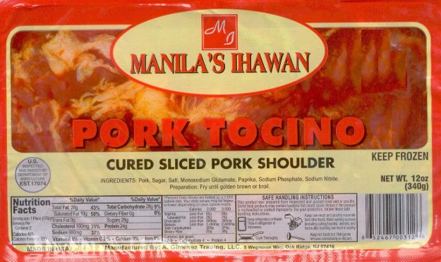 (image for) MANILA'S IHAWAN PORK TOCINO SLICED CURED PORK SHOULDER