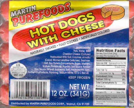 (image for) MARTIN PUREFOODS HOTDOG NATURALLY SMOKED WITH CHEESE