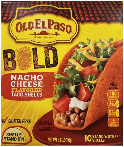 (image for) OLD EL PASO BOLD NACHO CHEESE FLAVORED TACO SHELLS