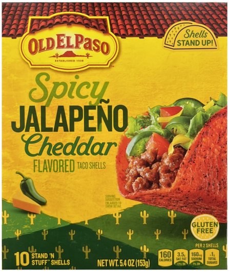 (image for) OLD EL PASO STAND 'N STUFF TACO SHELLS SPICY JALAPENO CHEDDAR