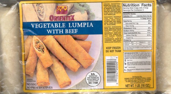 (image for) ORIENTEX VEGETABLE LUMPIA WITH BEEF