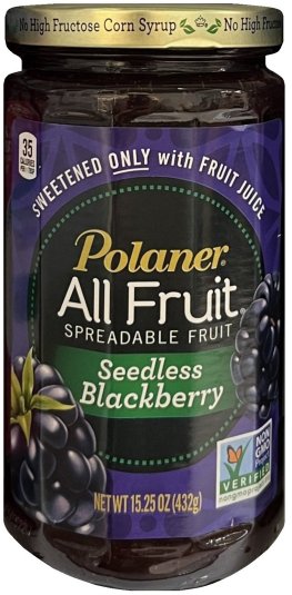 (image for) POLANER ALL FRUIT SEEDLESS BLACKBERRY SPREADABLE FRUIT