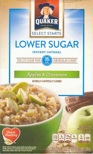 (image for) QUAKER LOWER SUGAR INSTANT OATMEAL APPLES & CINNAMON