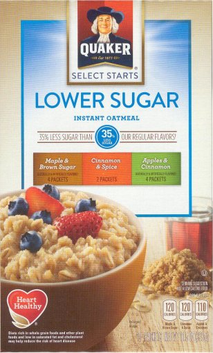 (image for) QUAKER SELECT STARTS LOWER SUGAR INSTANT OATMEAL