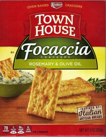 (image for) KEEBLER TOWN HOUSE FOCACCIA ROSEMARY & OLIVE OIL CRACKERS