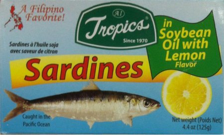 (image for) TROPICS SARDINES IN SOYBEAN OIL WITH LEMON