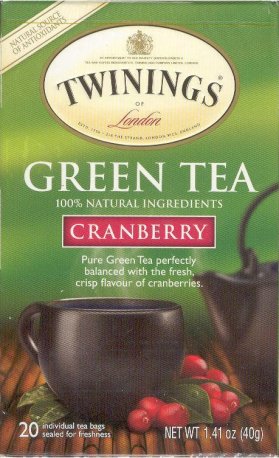 (image for) TWININGS GREEN TEA CRANBERRY FLAVOUR