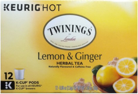 (image for) TWININGS LEMON & GINGER HERBAL TEA K-CUP PODS