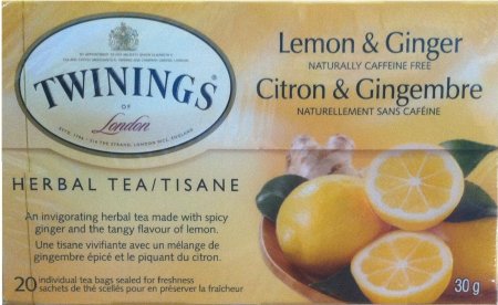 (image for) TWININGS LEMON & GINGER HERBAL TEA